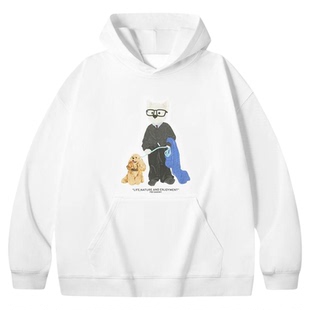 PSO Brand 男装女装可爱西高地连帽卫衣外套宽松长袖情侣装秋季潮