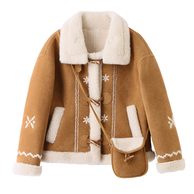 羊羔毛短外套女2025冬季新款