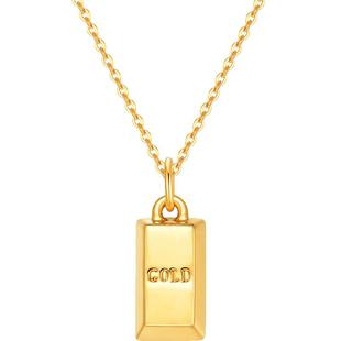 明牌珠宝5D硬金吊坠t黄金会暴富小金砖项坠足金坠子小金条ASY0402