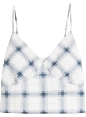 ELLE黑白格子吊带背心女带胸垫