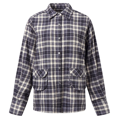 ChicChick蓝色系格纹磨毛衬衫