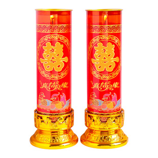 结婚庆蜡烛无烟3天酥油红色双喜烛婚房布置订婚中式婚礼洞房花烛