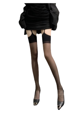 光腿神器蕾丝吊带袜子女白色