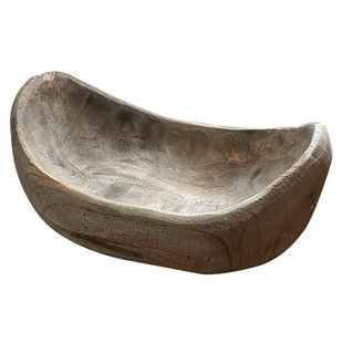 侘寂风木质水果盘实木大号复古果盘中古船型装饰托盘木头收纳木盆