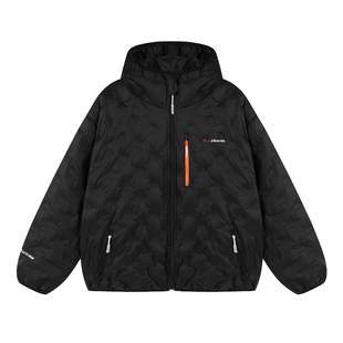 港仔文艺男白鸭绒连帽羽绒服男冬季菱形格保暖外套美式轻薄防寒服