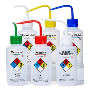 Labshark塑料安全洗瓶蒸馏水甲醇乙醇异丙醇次氯酸钠500ml实验室
