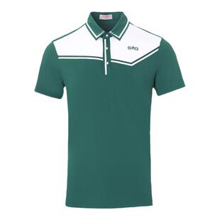 svg高尔夫春季新款男装拼色短袖t恤翻领POLO衫上衣套装运动套装男