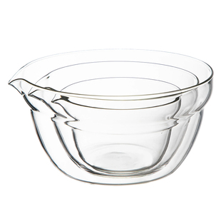 霜山玻璃碗三件套家用鸟嘴料理碗套装备菜打蛋碗调料碗微波炉可用