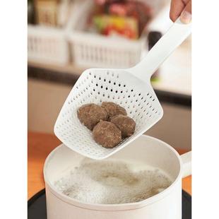 6016.日式 尼龙漏勺隔水勺水漏孔米耐高温大号木焯铲PA厨房沥水勺