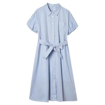 格纹中长裙单排扣连衣裙