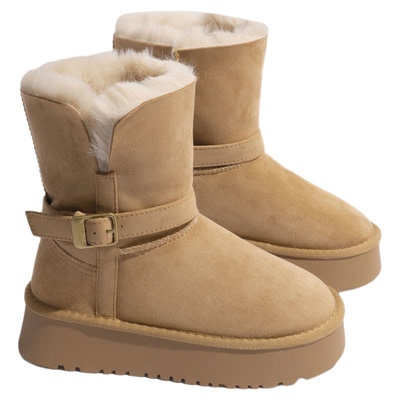 8cm增高咖色雪地靴2025新款爆款