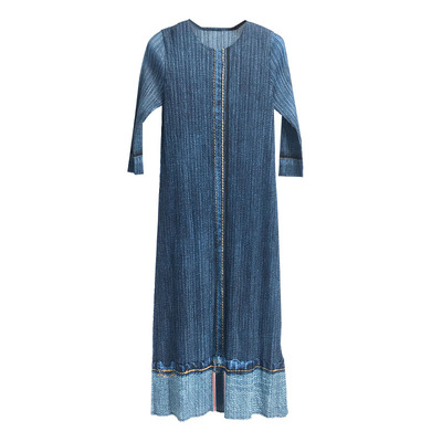 蓝蓝秋季新款修身复古牛仔长裙