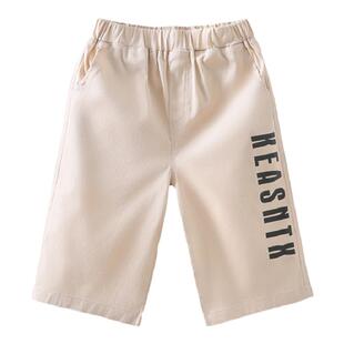 男童短裤夏季薄款纯棉黑色马裤半截裤夏天宽松帅气时尚潮7七分裤