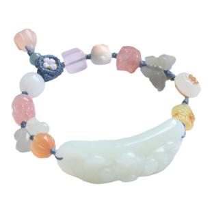 墨瑶姑娘天然和田玉手牌手串原创新中式南红玛瑙手工编绳多宝手链