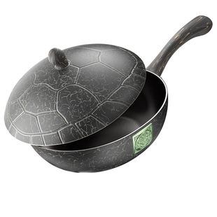 欧洛德钛金岩铸龙龟养生不粘锅家用炒锅电磁炉炒菜锅钛合金平底