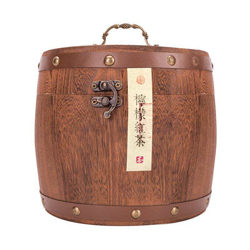 云南古树柠檬红茶一斤木桶礼盒