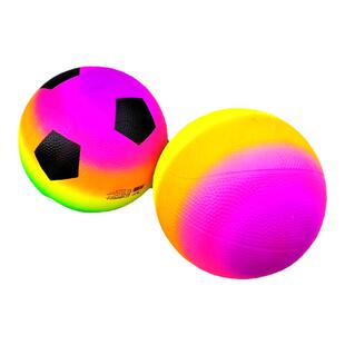 儿童8寸弹力彩色篮球充气玩具 幼儿园塑胶彩虹操场球炫彩足球