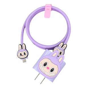 labubu适用苹果17Pro 16数据线保护套iPhone15pro快充线20w缠绕绳