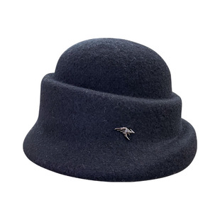 法式赫本风羊毛渔夫帽女秋冬时尚显脸小盆帽高级感优雅千金风礼帽