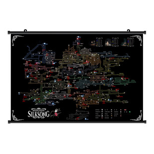 空洞骑士丝之歌游戏地图海报装饰画布质防水卷轴画大黄蜂挂画现货