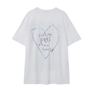 凡他姨【为爱意伏笔】后背爱心直喷印花T恤宽松休闲百搭纯棉短袖