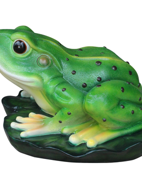 发光庭院青蛙玻璃钢喷水雕塑摆件