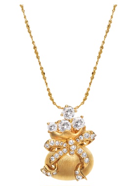 ANGELISLAND天使岛「满满」小福袋造型拉丝肌理项链