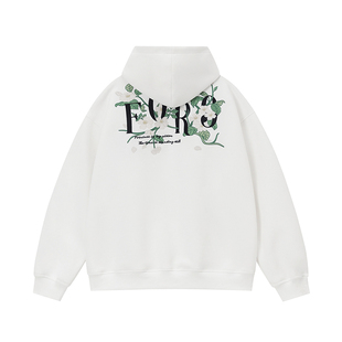 赵昭仪同款FORNINES重磅灰色卫衣男款加绒春季连帽情侣装厚外套女