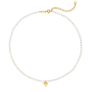 MissQueeny奎妮小姐|天然小米珠爱心锁骨链精致复古原创珍珠项链