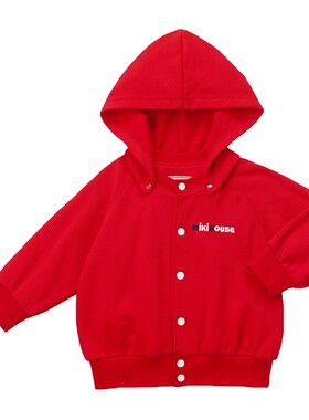印花logo连帽衫男女童日本制刺绣