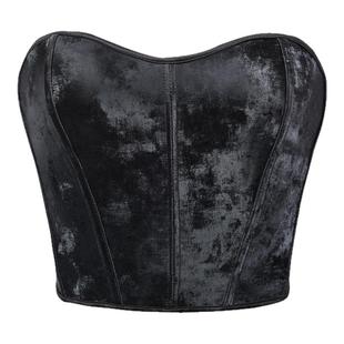 皮绒外穿鱼骨胸衣抹胸短款上衣绑带收腰内搭打底性感辣妹欧美风