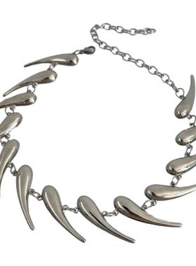 几何银刺异不规则金属项链