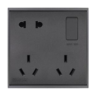 曼科开关插座暗装灰色86型带USB插座面板家用一开五孔多孔卓远灰