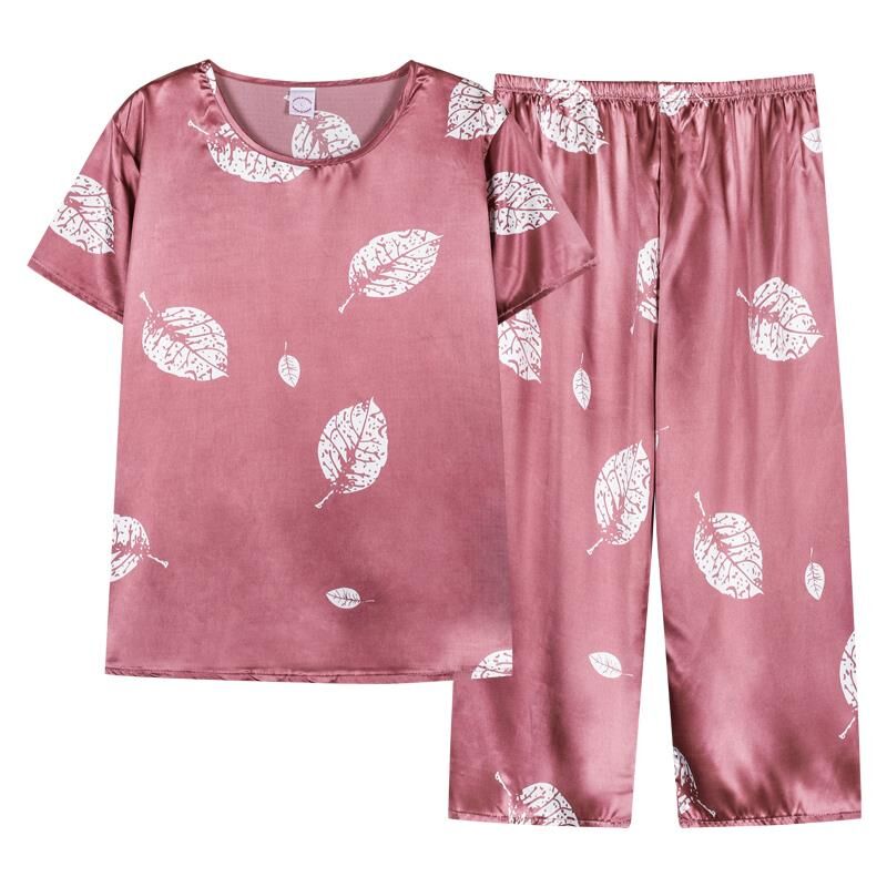 真丝绸七分裤家居服套装