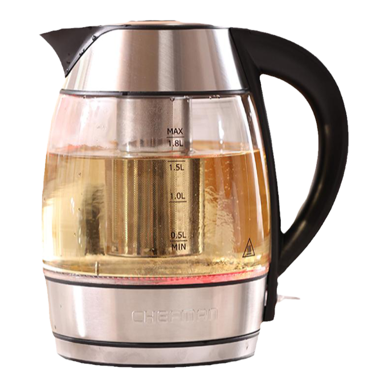 美国厨曼Chefman 电热水壶煮茶养生壶开水壶透明玻璃烧水壶煮茶器
