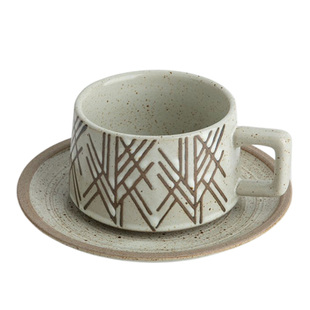 陶瓷咖啡杯碟套装复古创意下午茶具茶杯家用挂耳咖啡杯日式带勺