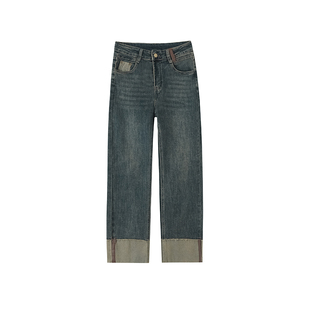 水泥灰八九分小直筒牛仔裤女2026年春秋新款高腰加绒小个子烟管裤