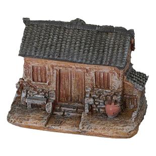 中式老房子小摆件模型微景观阳台花园盆栽造景假山鱼缸装饰工艺品