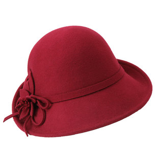 韩国女士羊毛呢帽子秋冬新款英伦复古蝴蝶结高贵礼帽贝雷帽空姐帽