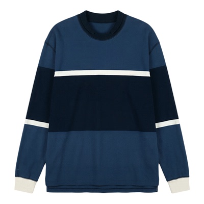 纯棉撞色小翻领长袖休闲百搭T恤