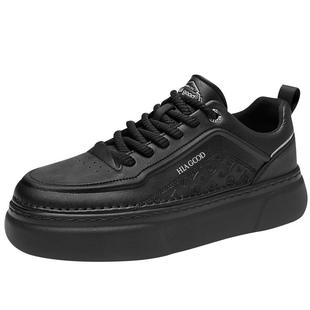 海澜之家黑色男鞋秋冬季加绒棉板鞋2026新款增高运动休闲商务皮鞋