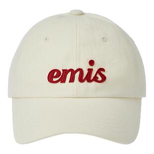 emis帽子女贴布手写体棒球帽男金智秀同款奶白色大头围韩系鸭舌帽