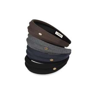 L9000/简约气质小羊毛针织发箍女新款小众金标发卡大脸头饰女秋冬