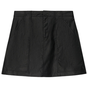 FF仿佛半身裙女2026春季新款全棉仿皮皮裙短裙甜酷高腰百搭A字裙