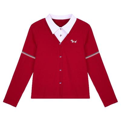 翻领正肩假两件上衣打底衫秋季