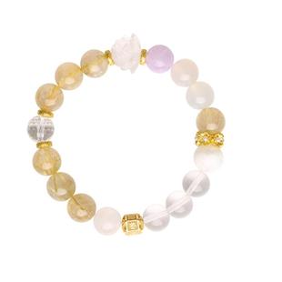 灵机麦玲玲【喜金】金发晶花开富贵手链白水晶喜金手串情人节礼物