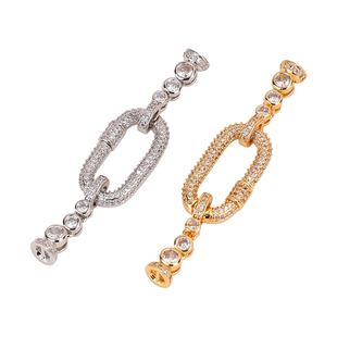 吊坠万能扣珍珠玉石翡翠项链专用扣头镀18k金编绳项链绳挂坠配件