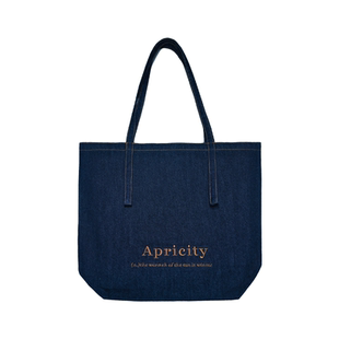 SecondMoon小众设计感日本进口面料托特袋刺绣单肩手提牛仔帆布包