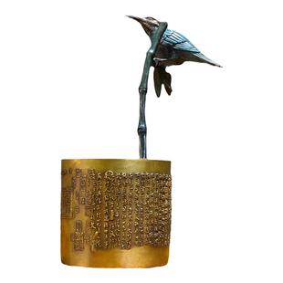 《兰亭序笔筒》铜金岁月黄铜摆件新中式书房办公室桌面装饰工艺品