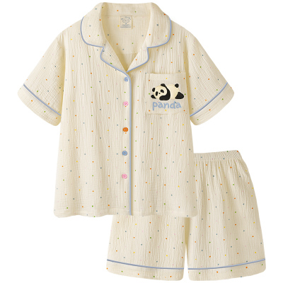 睡衣女夏季纯棉纱布短袖家居服